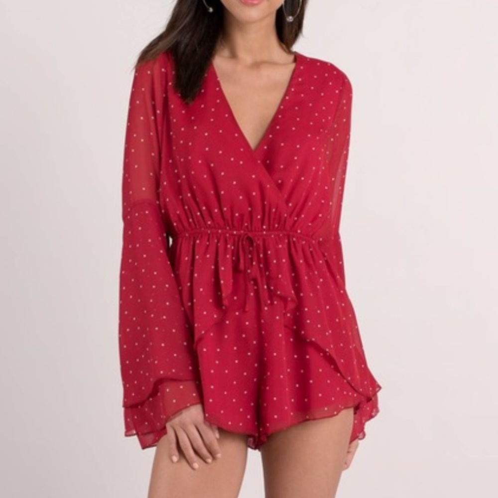 Serena Bell Sleeve Polka Dot Romper